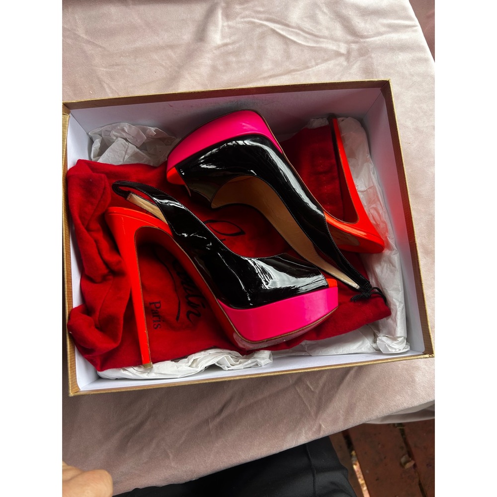 Christian Louboutin Lady Peep Sling‎ Women's Size 9.5 Black Rose Matador - Picture 4 of 12